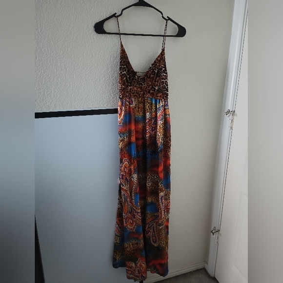 Multicolor Maxi Dress with Leopard Print - Picture 1 of 3